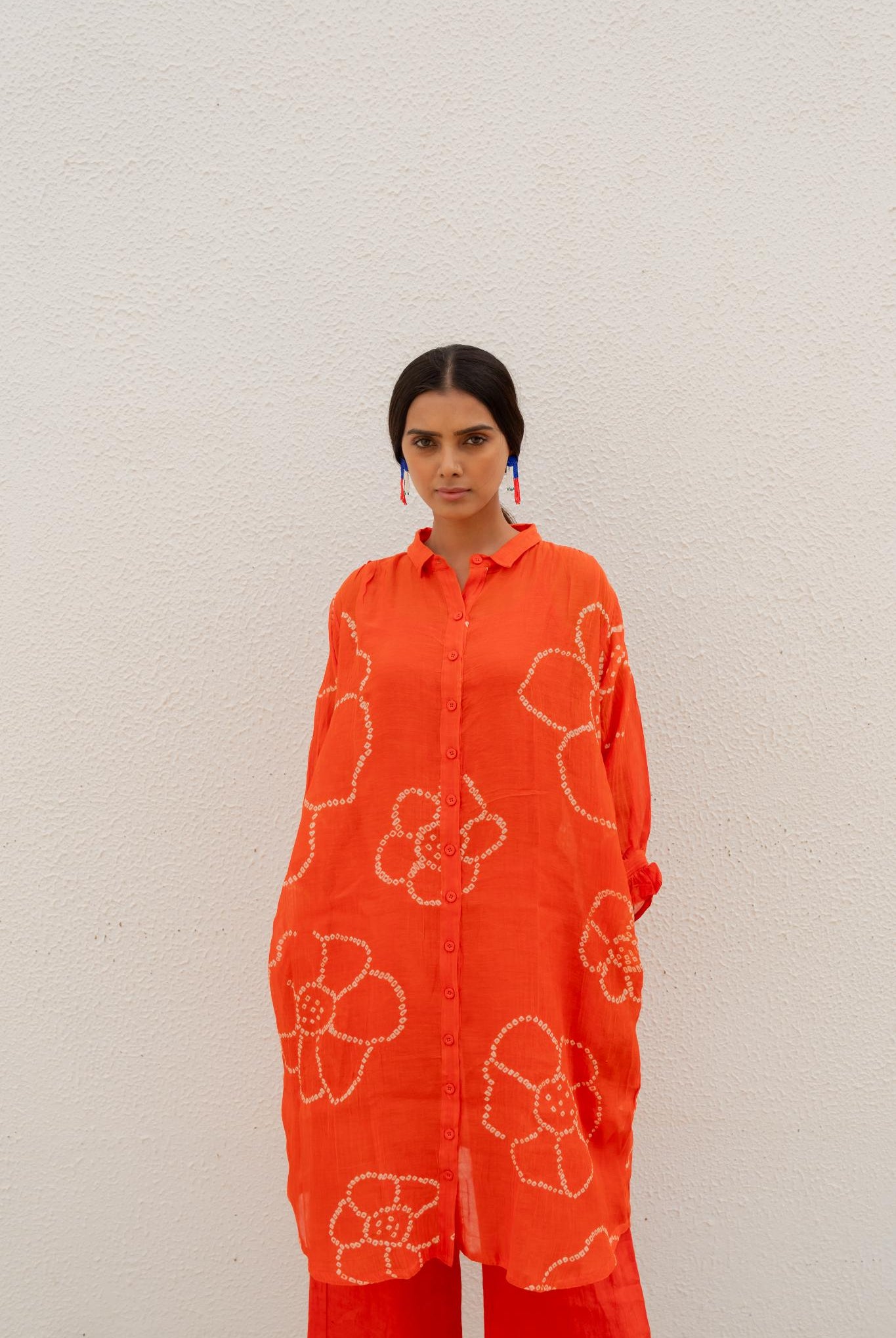 Burnt Orange Bandhani Tunic - CiceroniTunicsSilai Studio