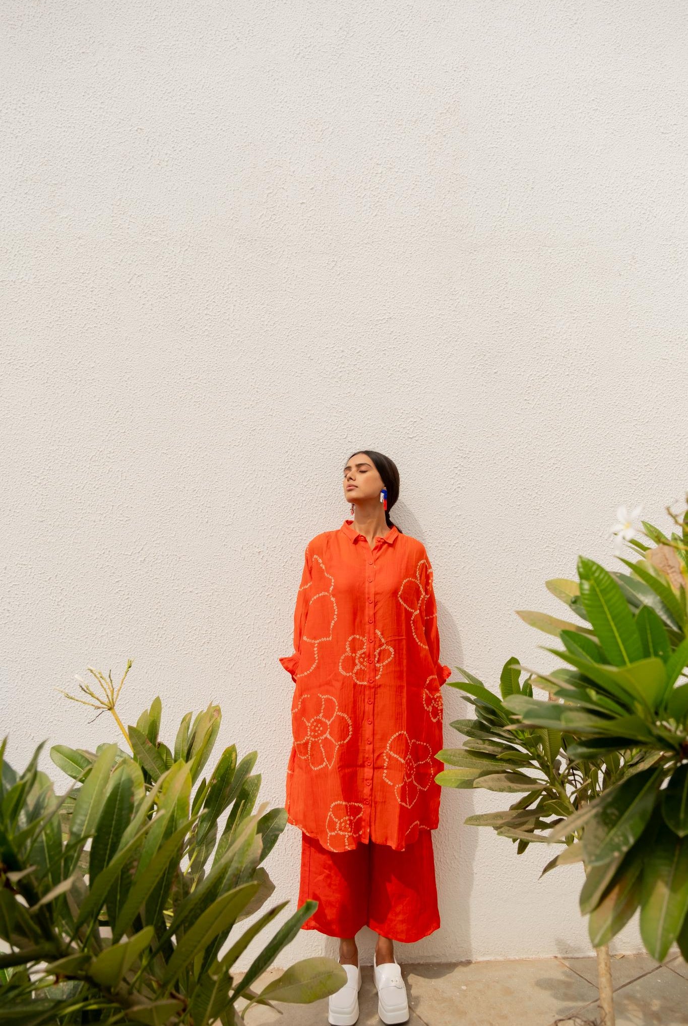 Burnt Orange Bandhani Tunic - CiceroniTunicsSilai Studio