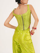Candy Silk Corset Set In Green - CiceroniCo-ord SetShriya Singhi