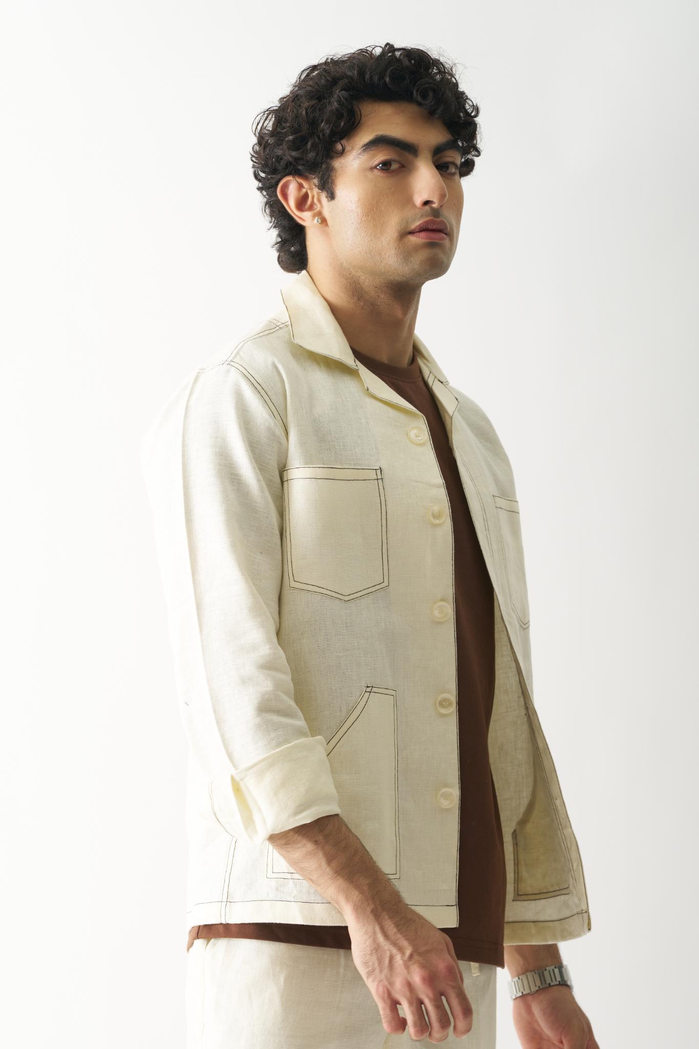 Caramel Cascade Linen Jacket - CiceroniJacketsCultura Studio