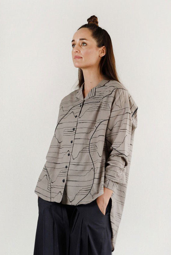 Charcoal Waves Oversized Shirt - CiceroniShirtRias Jaipur