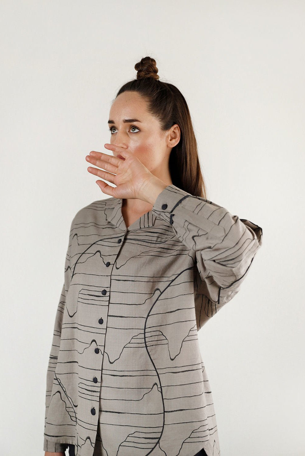 Charcoal Waves Oversized Shirt - CiceroniShirtRias Jaipur