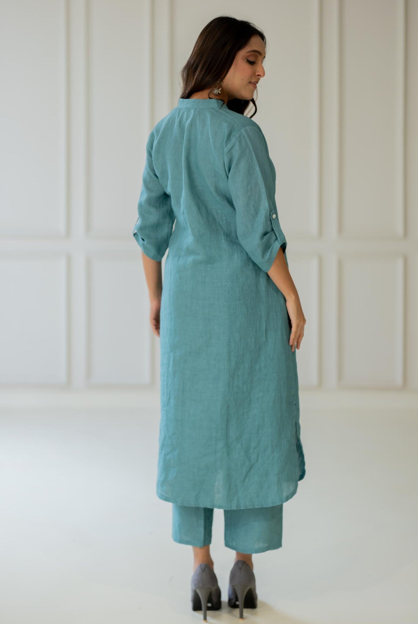 Coastal Lagoon Linen Kurta Set - CiceroniKurta SetSilai Studio