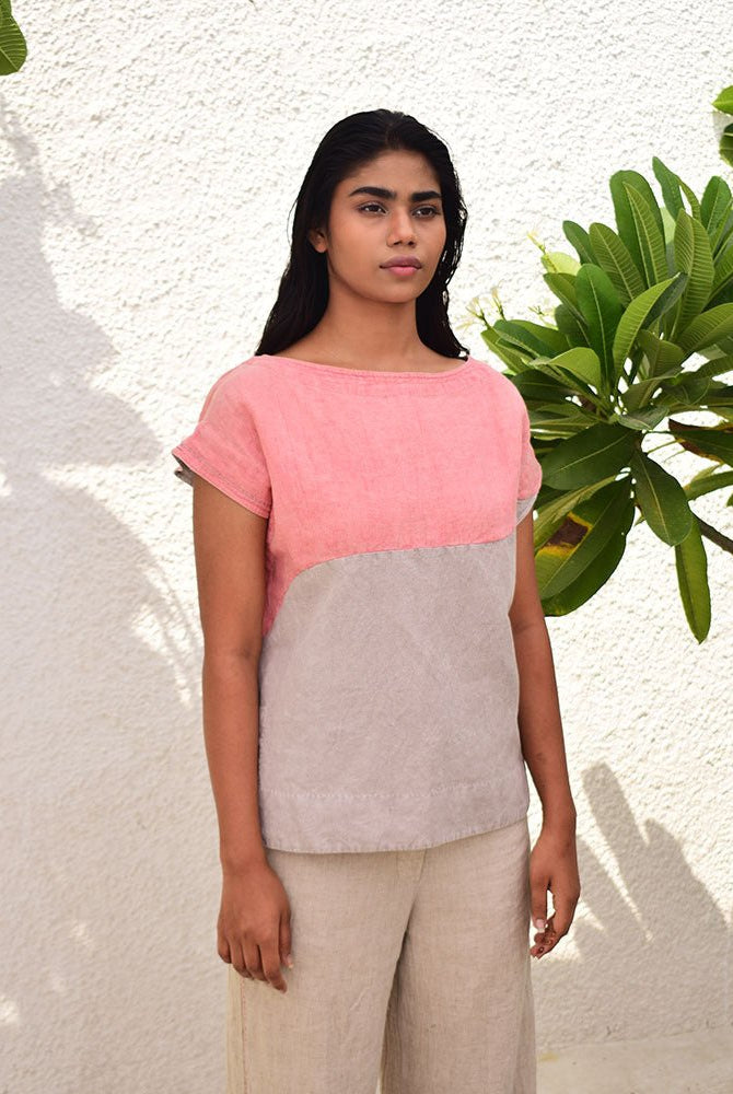 Colour-Block Linen Top - CiceroniTopsSonica Sarna