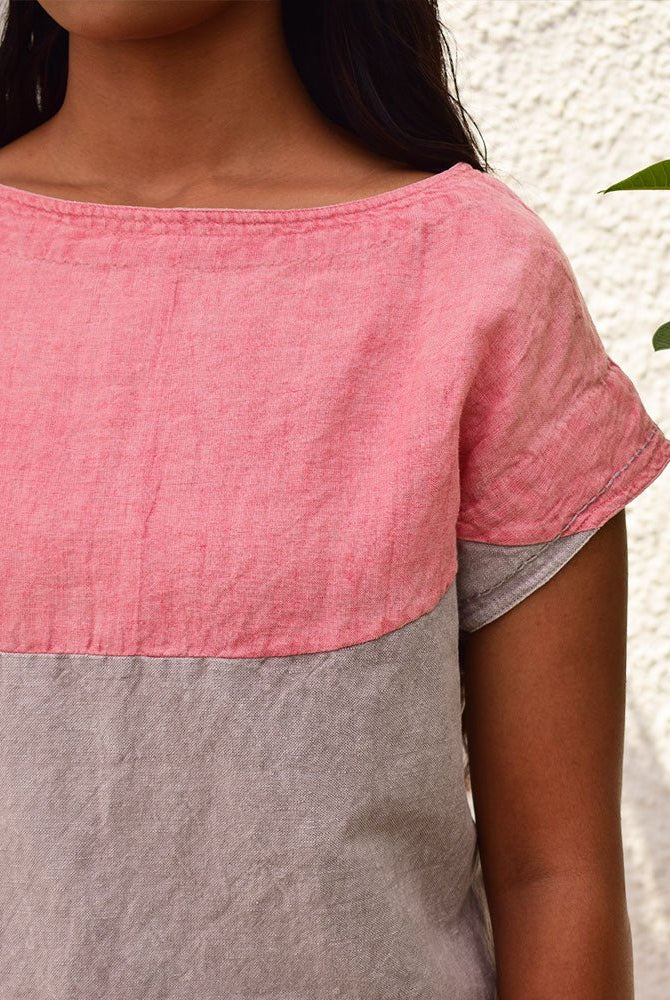 Colour-Block Linen Top - CiceroniTopsSonica Sarna