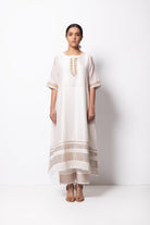 Cream Chanderi Silk Kurta Set with Dupatta - CiceroniBhavik Shah