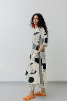 Cream Pomegranate Print Kurta and Pants Set - CiceroniKurtaSilai Studio