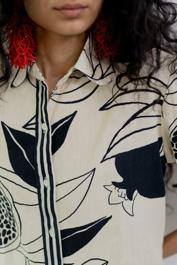 Cream Pomegranate Print Tunic and Pants Co-Ord - CiceroniCo-ord SetSilai Studio