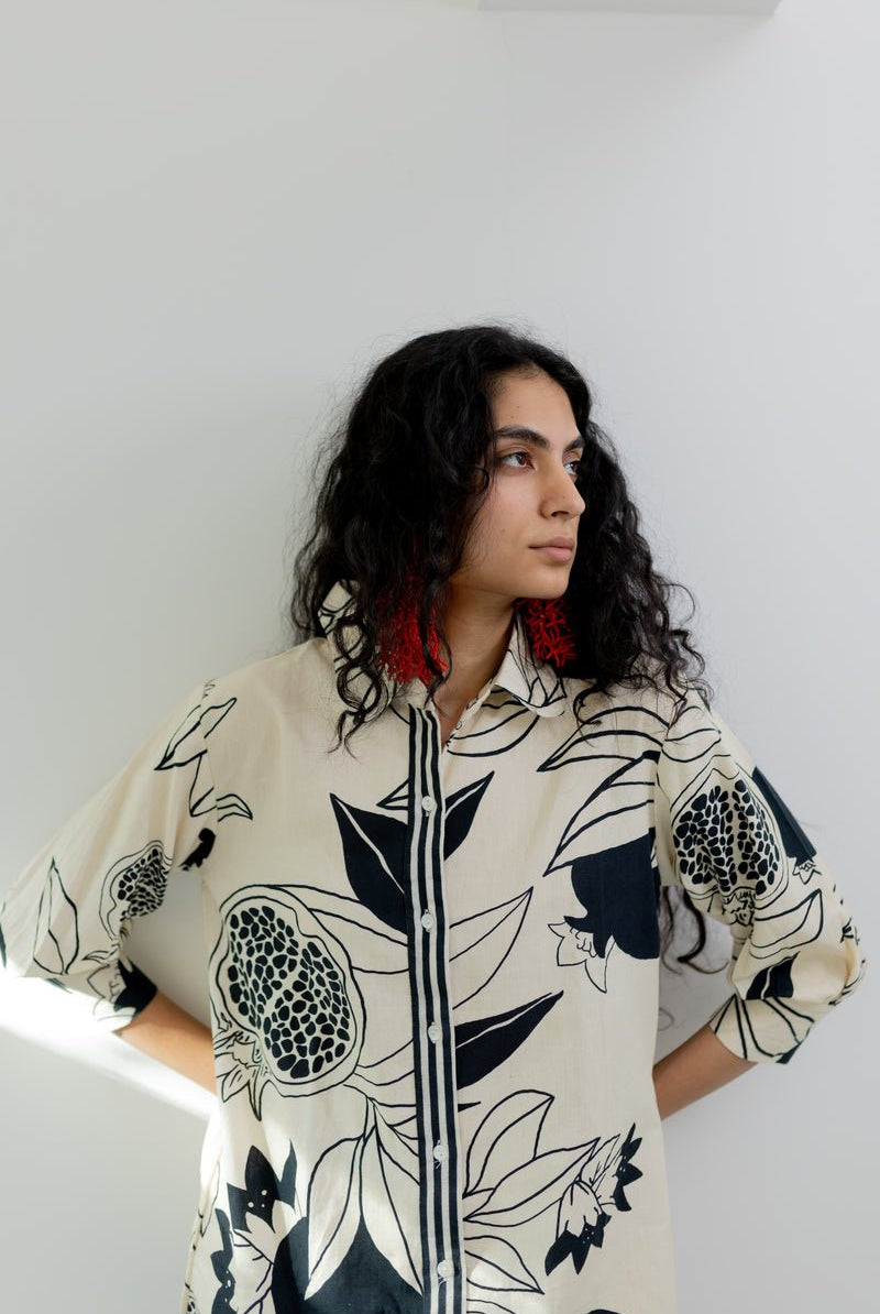 Cream Pomegranate Print Tunic and Pants Co-Ord - CiceroniCo-ord SetSilai Studio