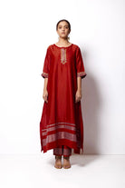 Crimson Red Chanderi Silk Kurta Set with Dupatta - CiceroniBhavik Shah