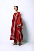 Crimson Red Chanderi Silk Kurta Set with Dupatta - CiceroniBhavik Shah