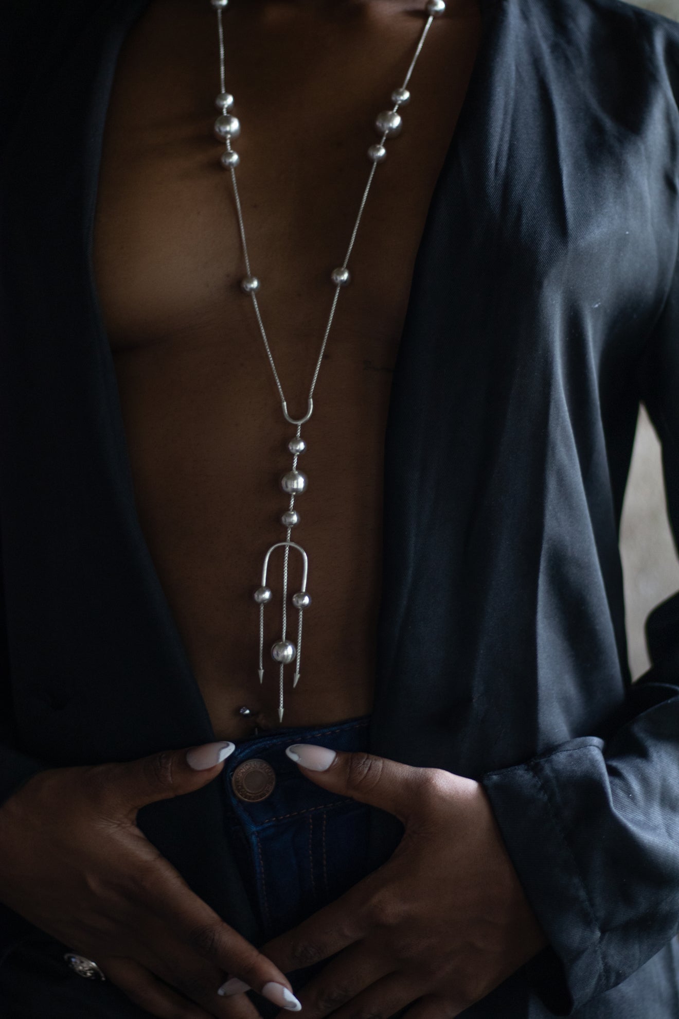 Deco Silver Trio Lariat - CiceroniBaka