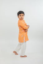 Digital Print Muslin Kurta Pajama In Orange - CiceroniMr. Brat