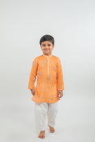 Digital Print Muslin Kurta Pajama In Orange - CiceroniMr. Brat