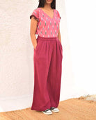Double Cloth Purple Wide Leg Pant - CiceroniPantsSonica Sarna
