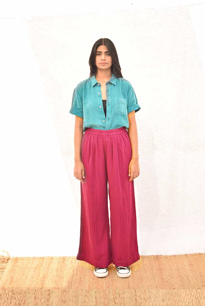 Double Cloth Purple Wide Leg Pant - CiceroniPantsSonica Sarna