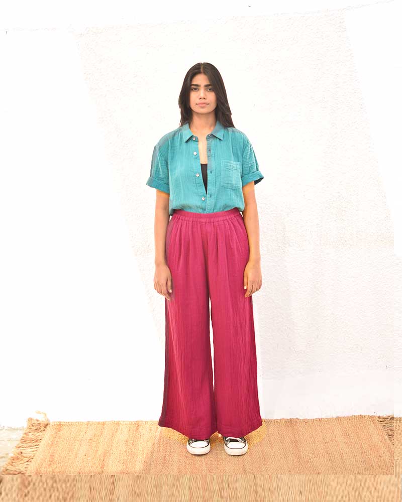 Double Cloth Purple Wide Leg Pant - CiceroniPantsSonica Sarna