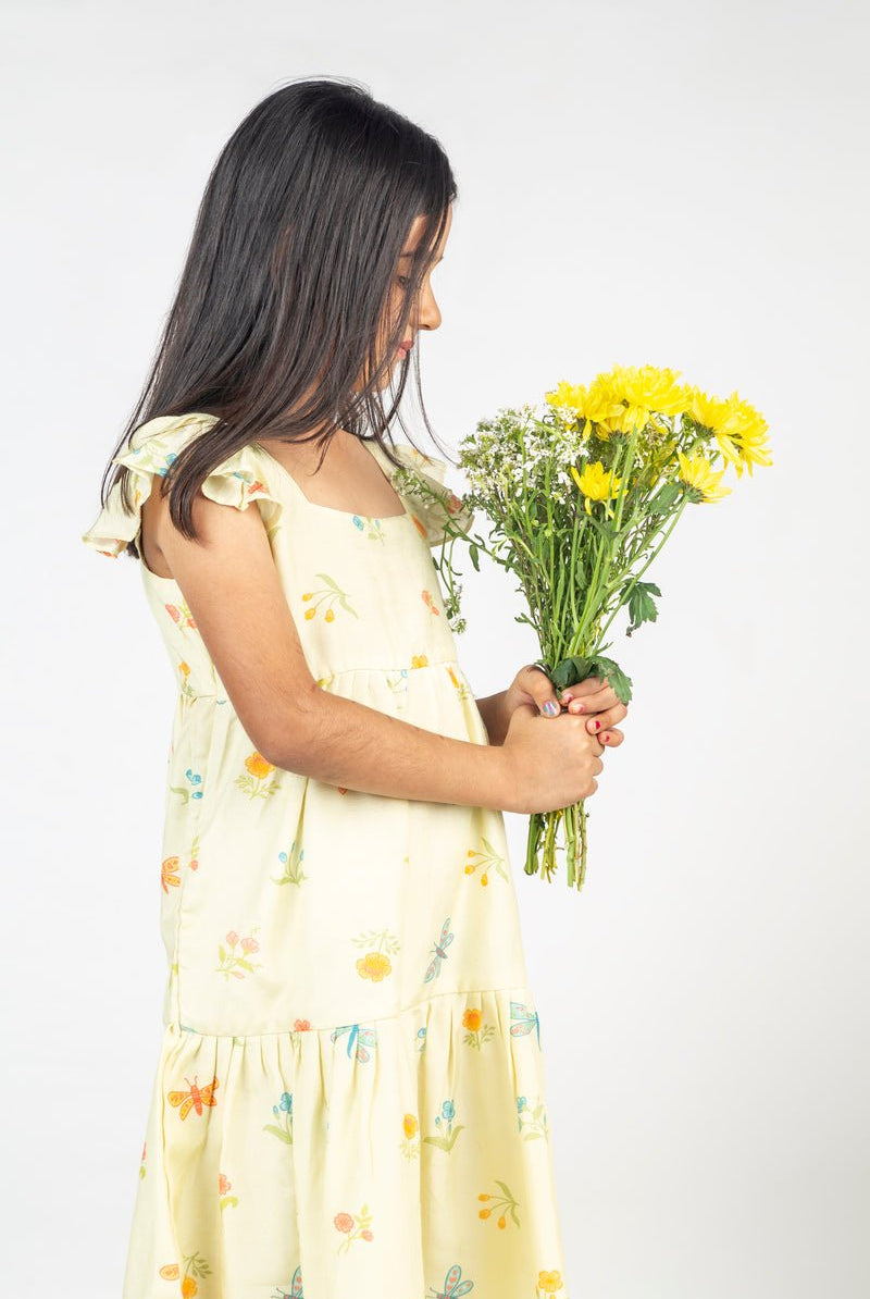 Dragon Fly & Flower Printed Tier Dress - CiceroniDressesMr. Brat