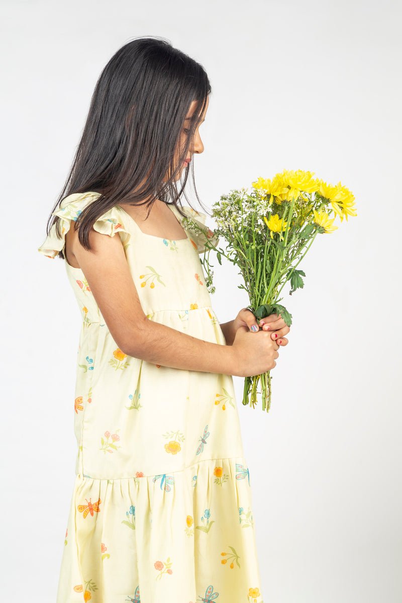 Dragon Fly & Flower Printed Tier Dress - CiceroniDressesMr. Brat