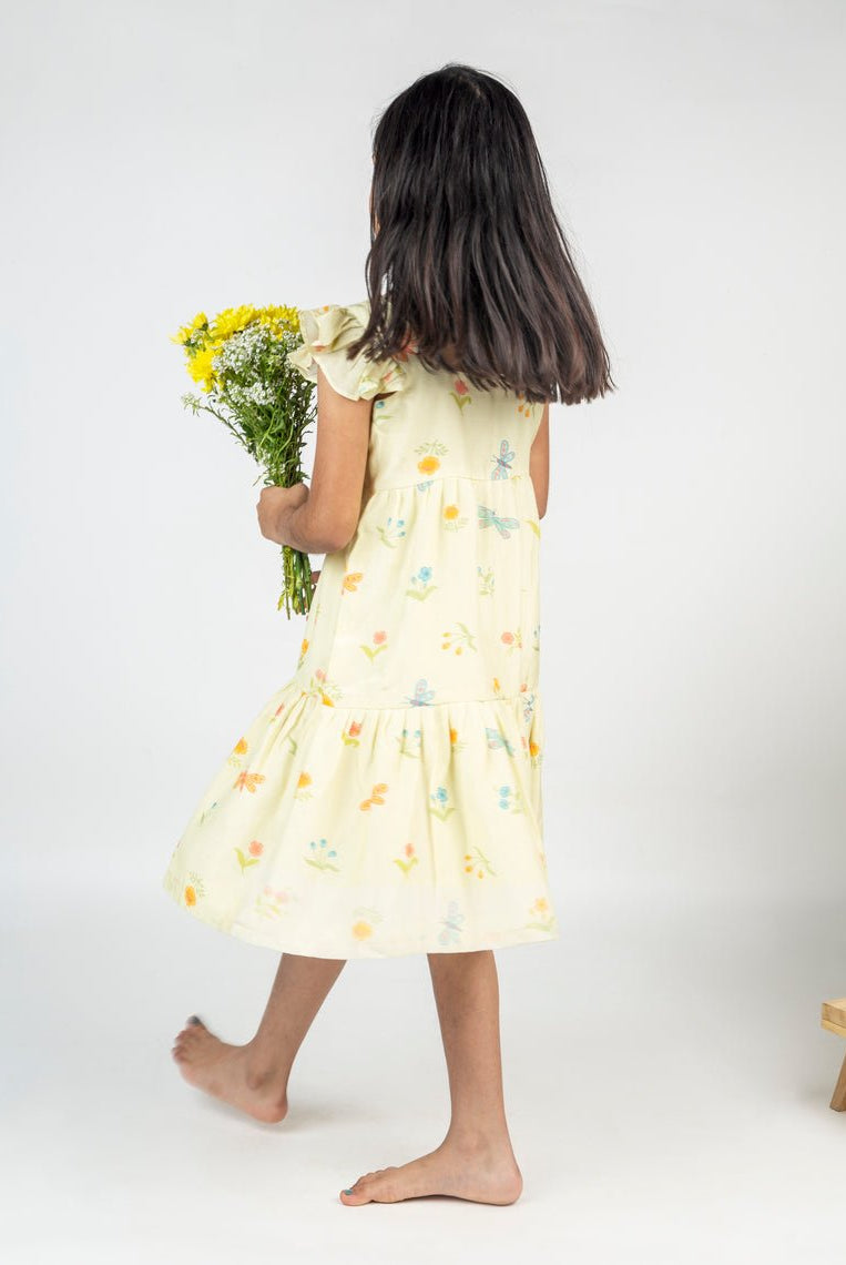 Dragon Fly & Flower Printed Tier Dress - CiceroniDressesMr. Brat