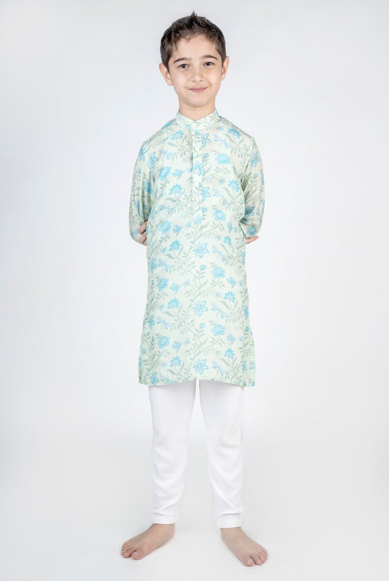 Dragon Fly Green Jaal Printed Kurta Set - CiceroniKurta Set, Festive wearMr. Brat