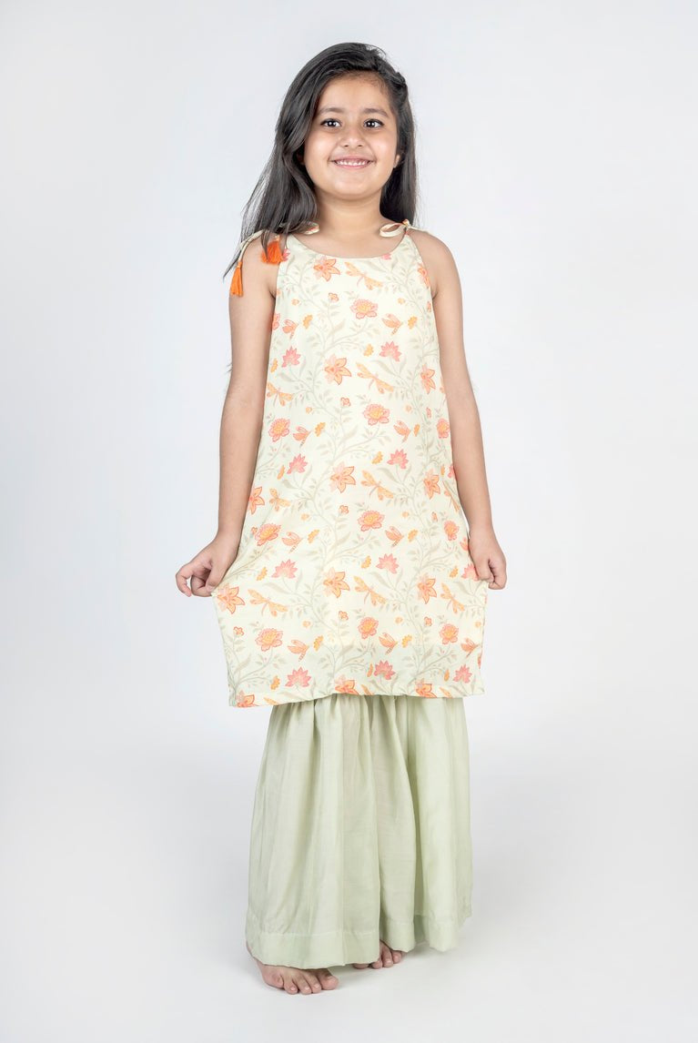 Dragon Fly Jaal Printed Kurta And Sharara - CiceroniKurta Set, Festive wearMr. Brat