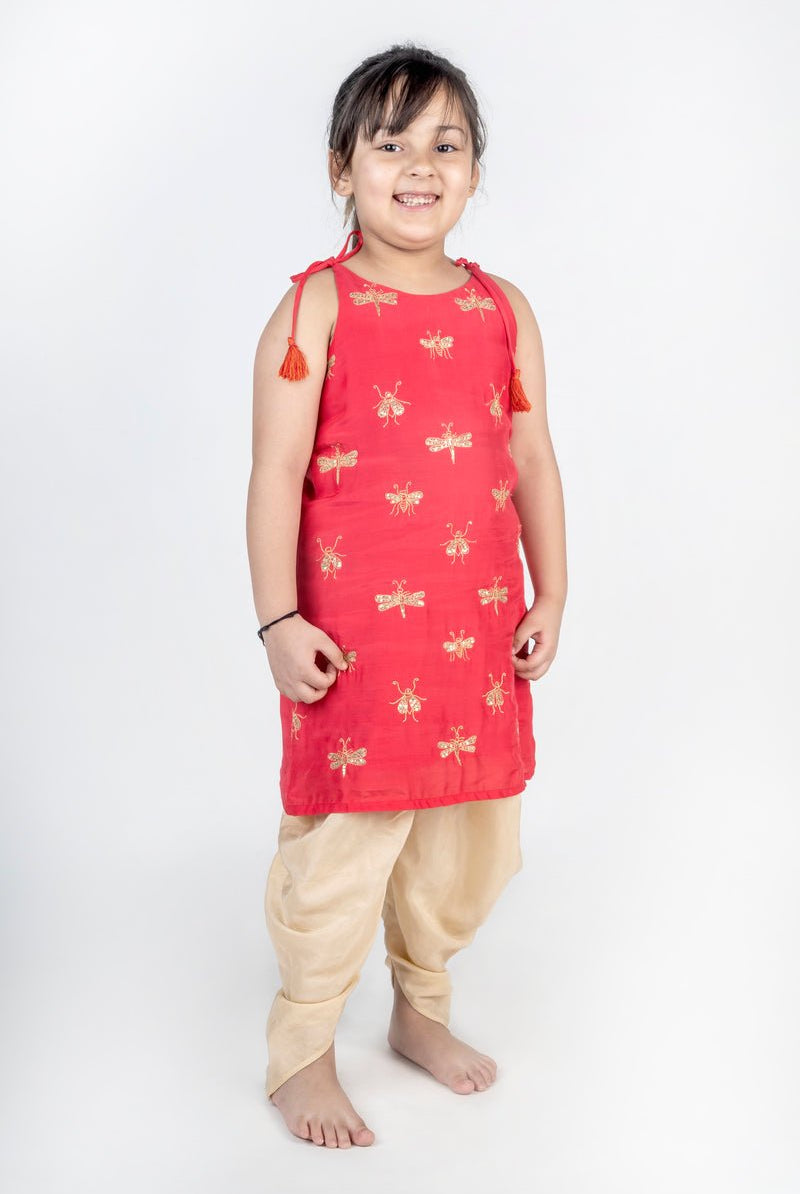 Dragonfly Hand Embroidered Kurta Dhoti Set - CiceroniKurta Set, Festive wearMr. Brat
