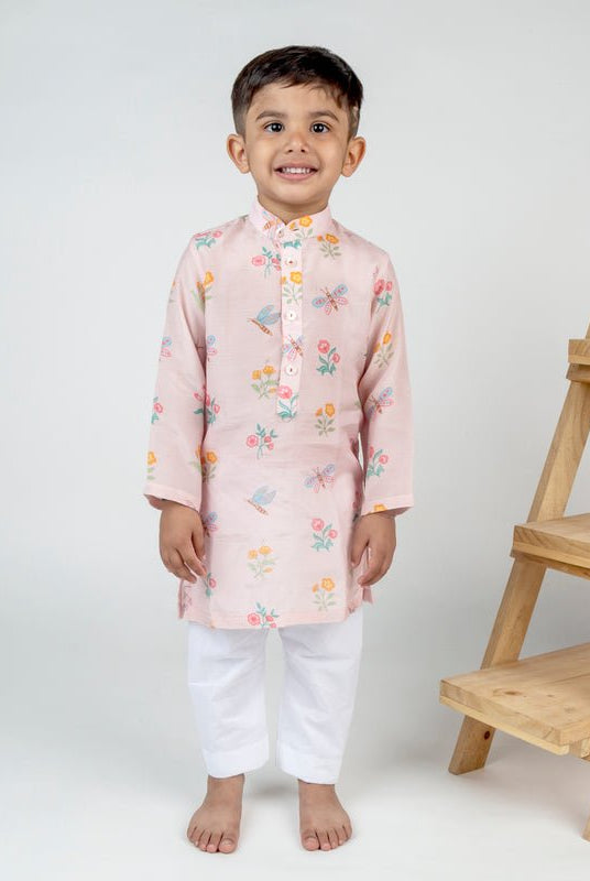 Dragonfly Pink Buta Printed Kurta Set - CiceroniKurta Set, Festive wearMr. Brat