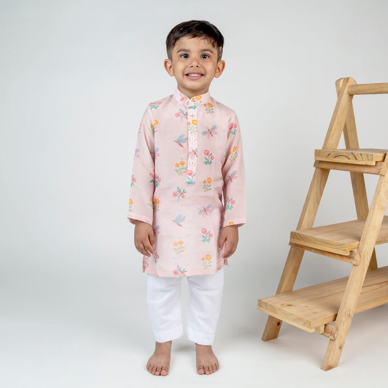 Dragonfly Pink Buta Printed Kurta Set - CiceroniKurta Set, Festive wearMr. Brat