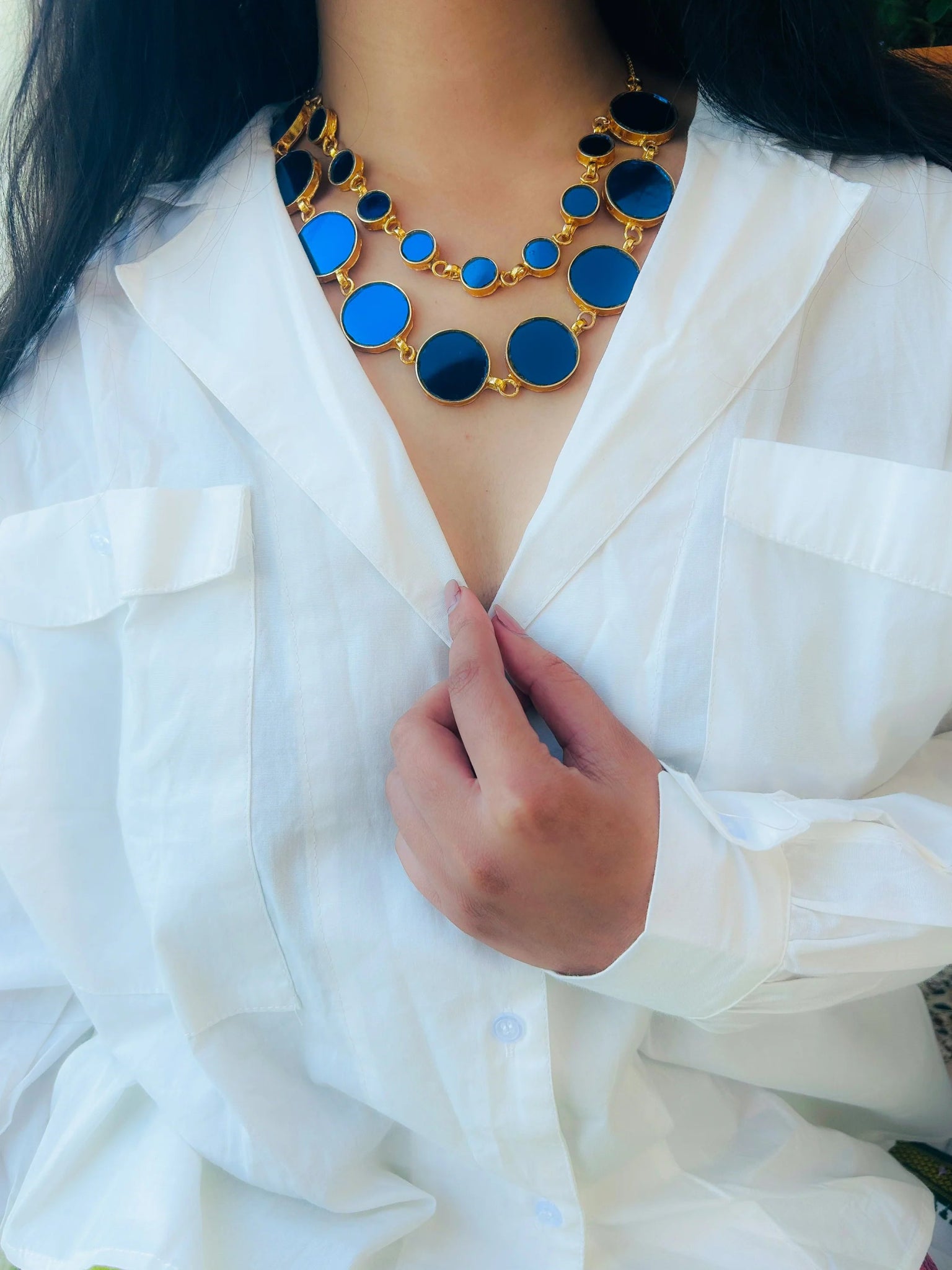 Eira Blue Gold Plated Neckpiece - CiceroniNeckpieceAimra'a