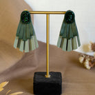 Embroidered stud fringe earrings - CiceroniNoupelle