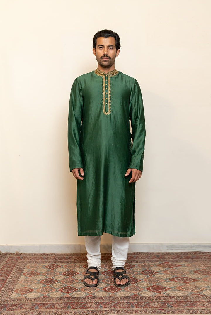 Emerald Green Nawab Kurta - CiceroniKurtaNirjara