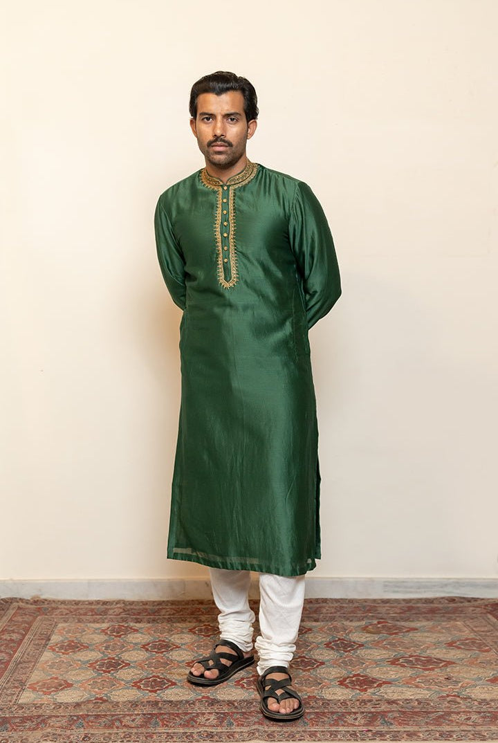 Emerald Green Nawab Kurta - CiceroniKurtaNirjara