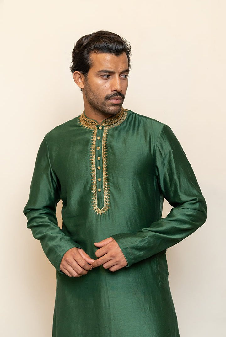 Emerald Green Nawab Kurta - CiceroniKurtaNirjara