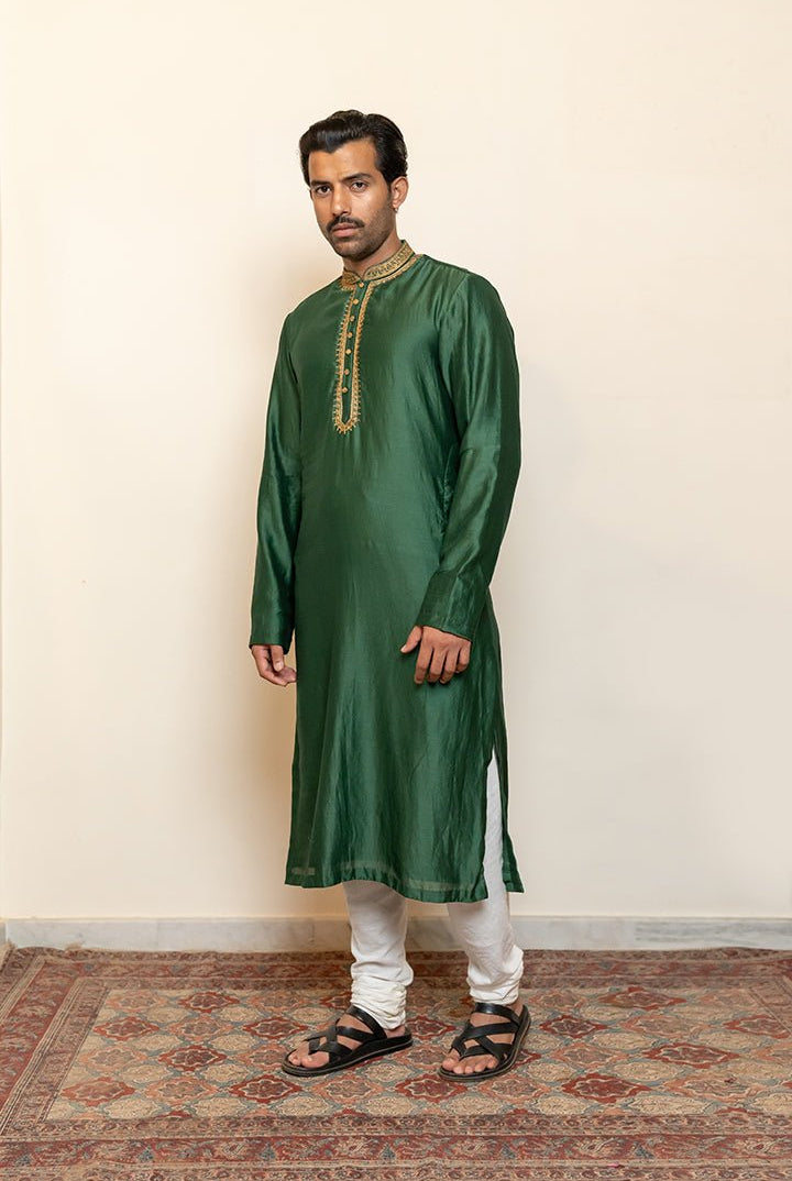 Emerald Green Nawab Kurta - CiceroniKurtaNirjara