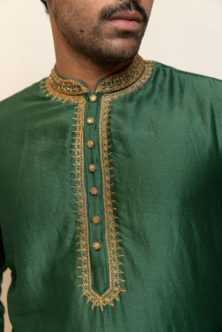 Emerald Green Nawab Kurta - CiceroniKurtaNirjara