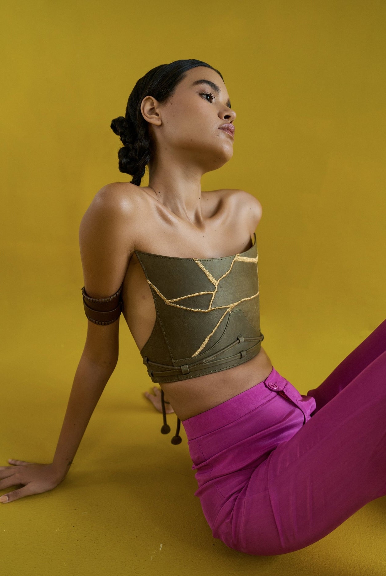 Eva Corset in Olive - CiceroniCorsetEconock