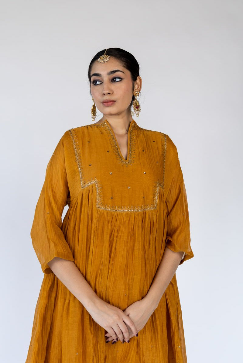 Farah Yoke Kurta Set - Mustard - CiceroniKurta Set, Festive wearNirjara