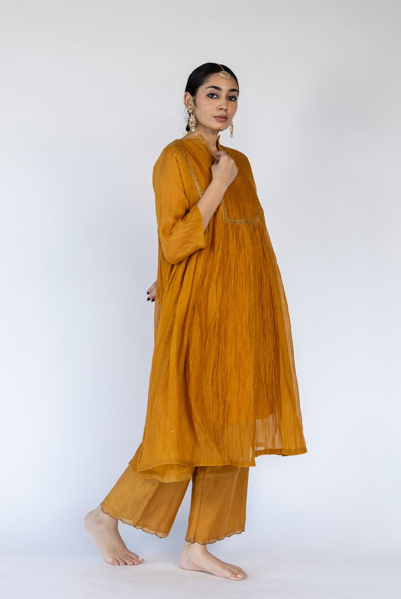 Farah Yoke Kurta Set - Mustard - CiceroniKurta Set, Festive wearNirjara