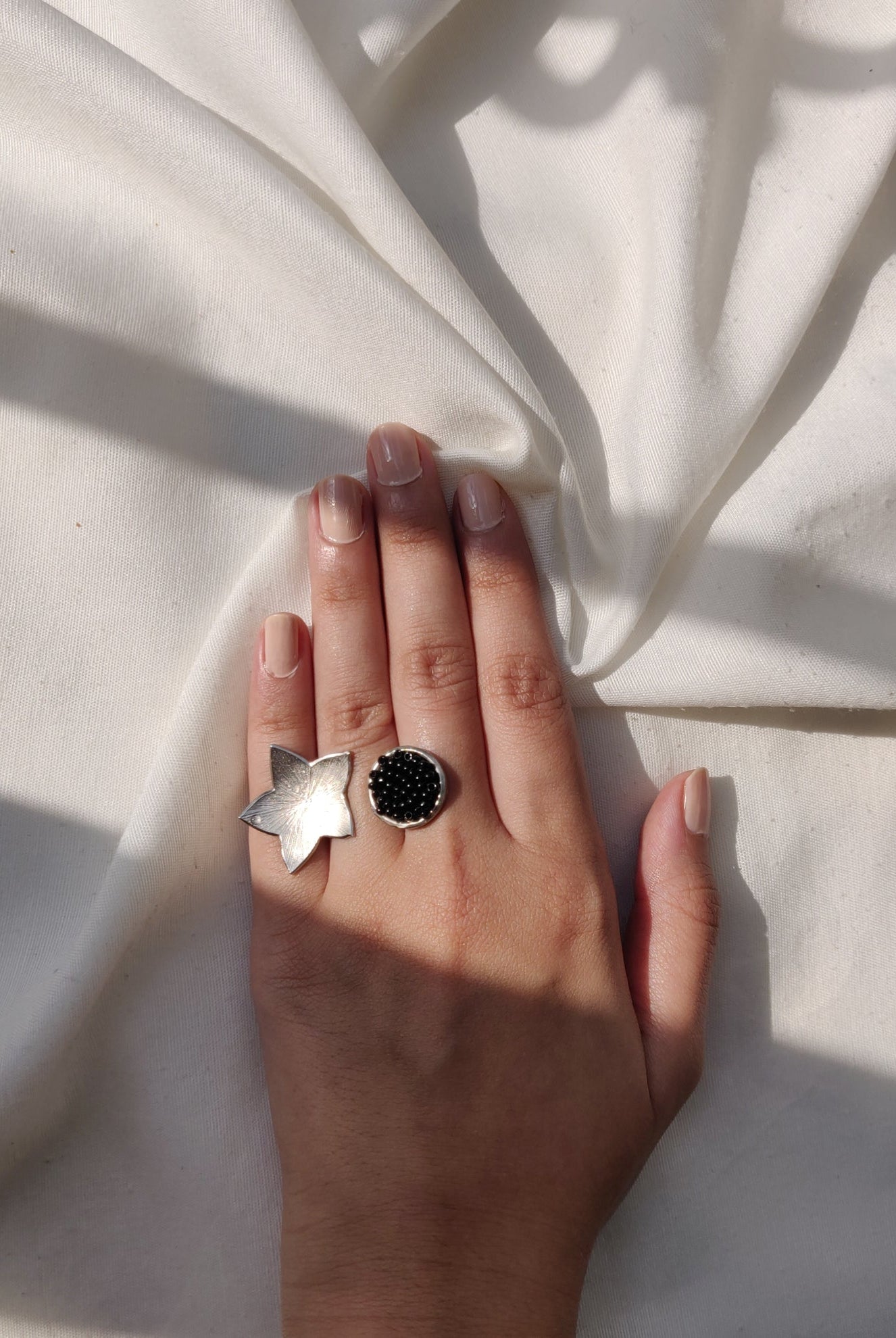 Flower and Bud Ring in Silver - CiceroniAarjavee