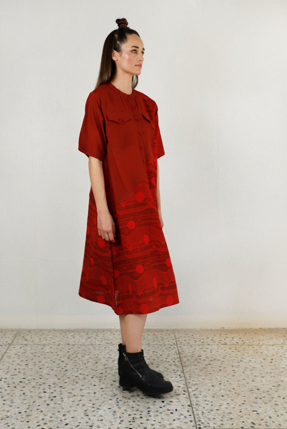Fluid Red Pocket Dress - CiceroniDressesRias Jaipur