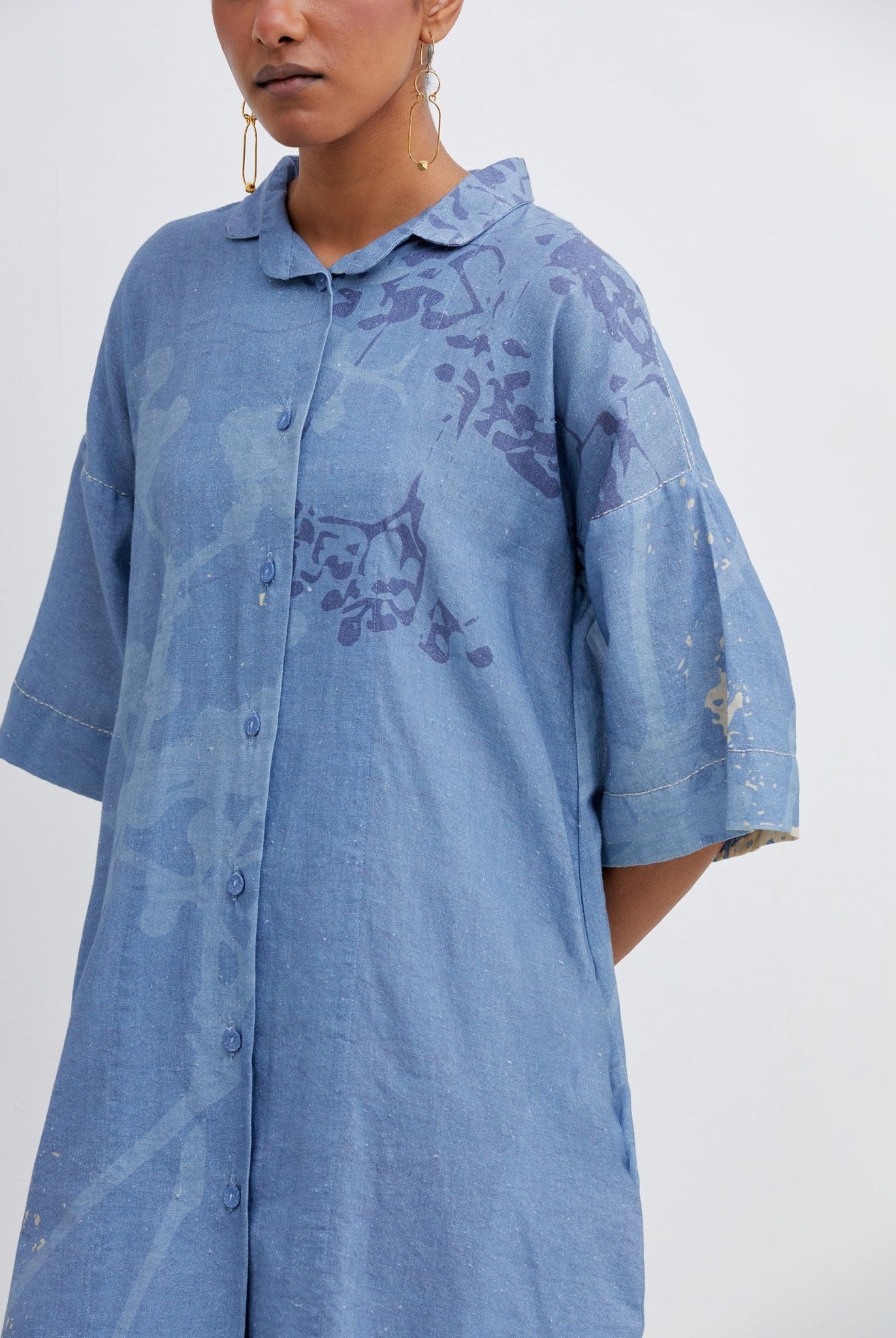 Foliage Blue Shirt Dress - CiceroniBhavik Shah