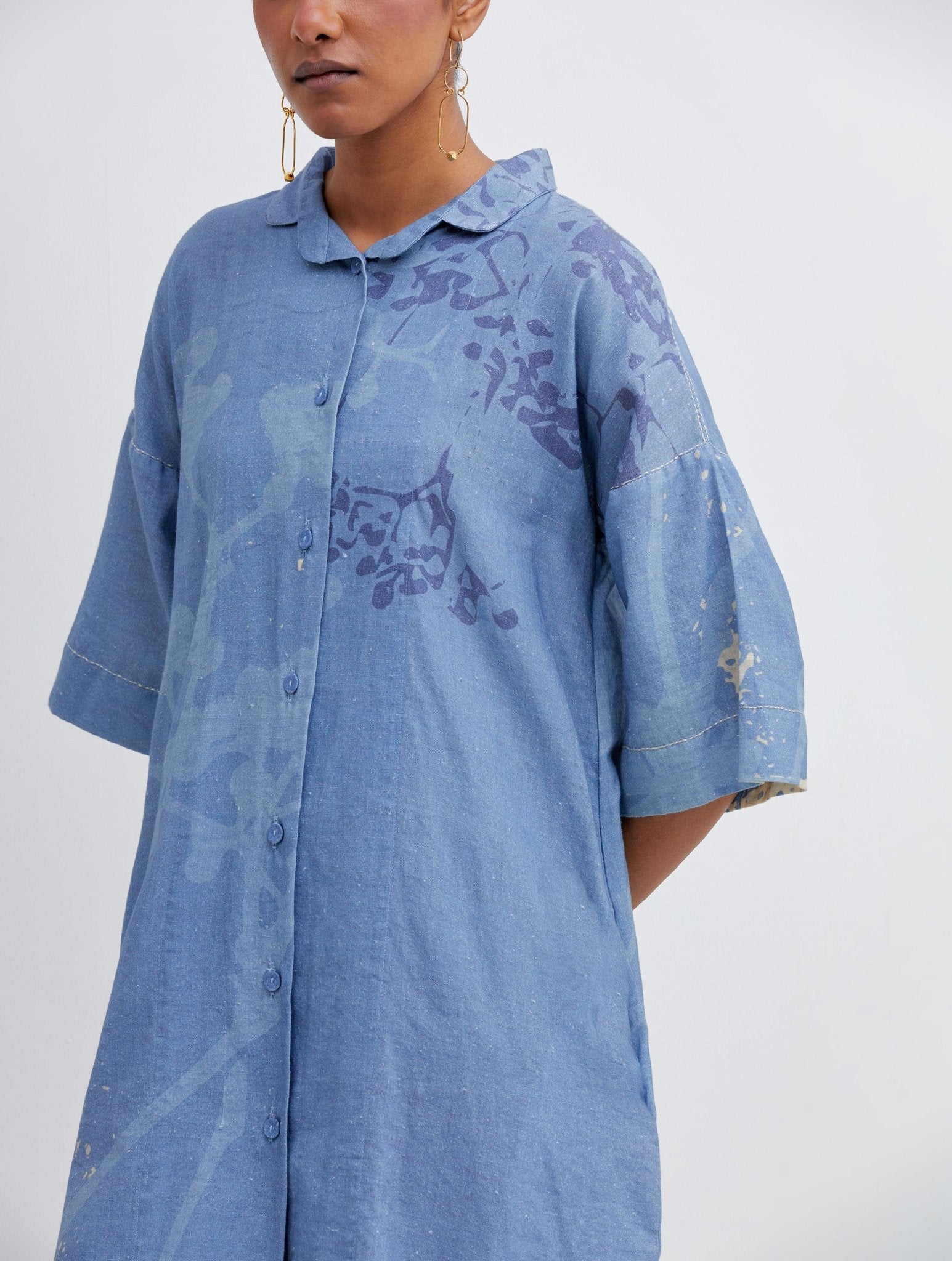 Foliage Blue Shirt Dress - CiceroniBhavik Shah