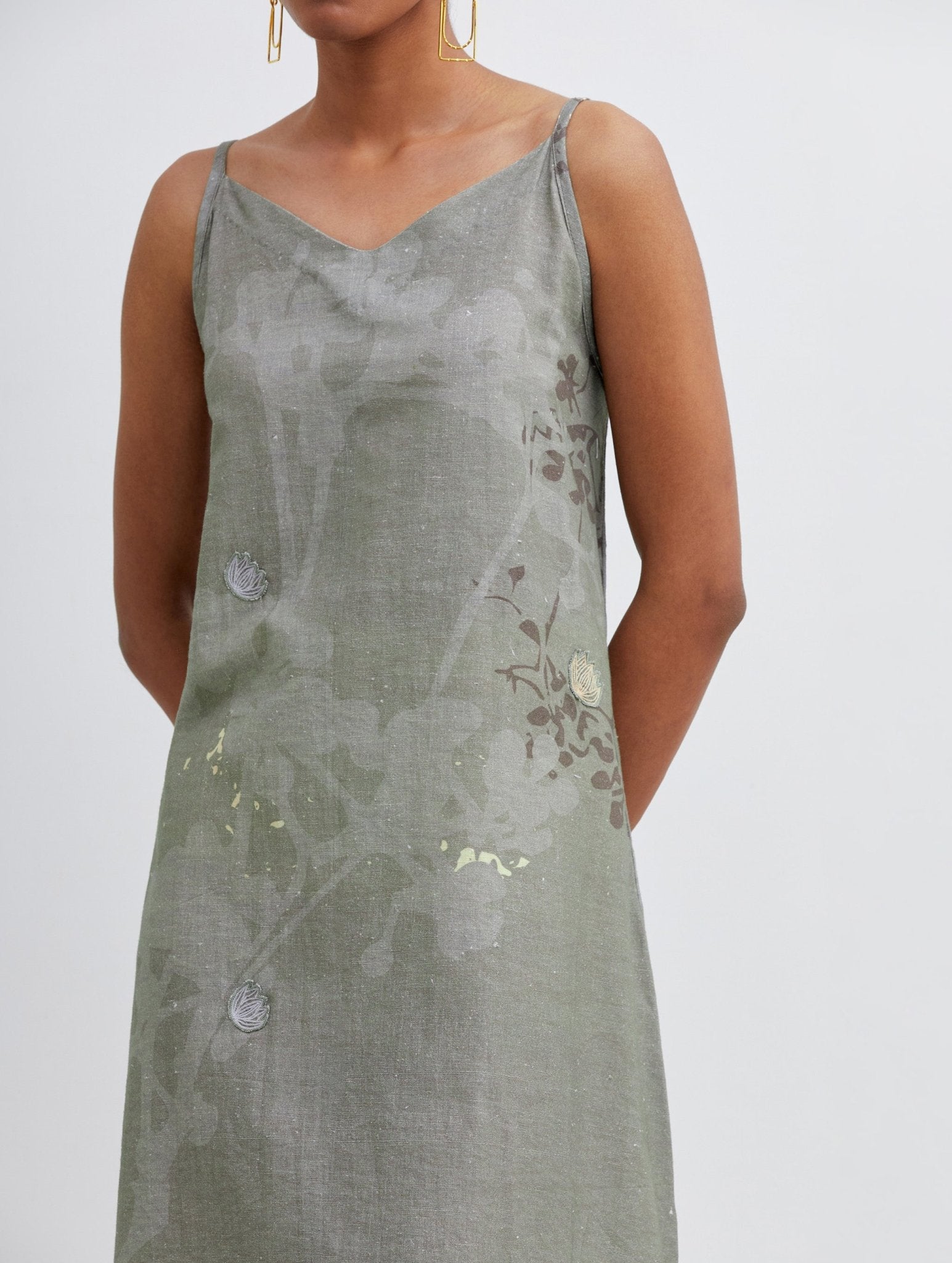 Foliage Olive Camisole Dress - CiceroniBhavik Shah