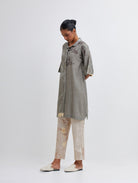 Foliage Olive Shirt & Beige Pants Set - CiceroniBhavik Shah