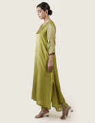 Fresh Green Tissue Stripes/Chanderi Silk - A-line Kurta Set - CiceroniBhavik Shah