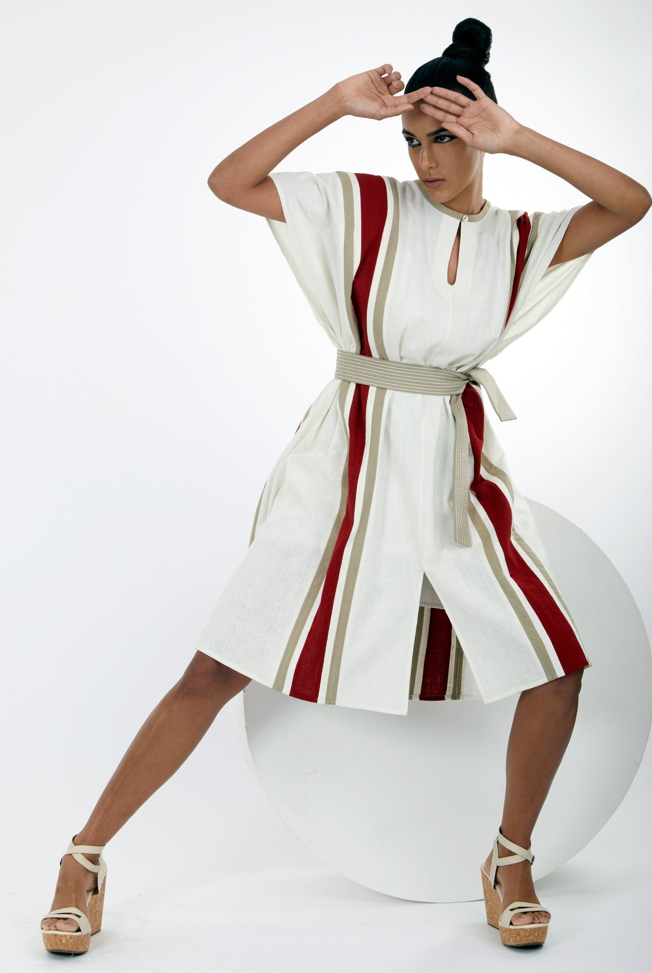 Fubu - Ivory Kaftan Dress with Short Belt - CiceroniDressesMadder Much