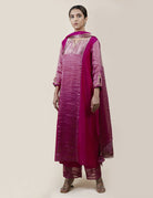 Fuchsia Pink Tissue Stripes/Chanderi Silk - A-line Kurta Set - CiceroniBhavik Shah