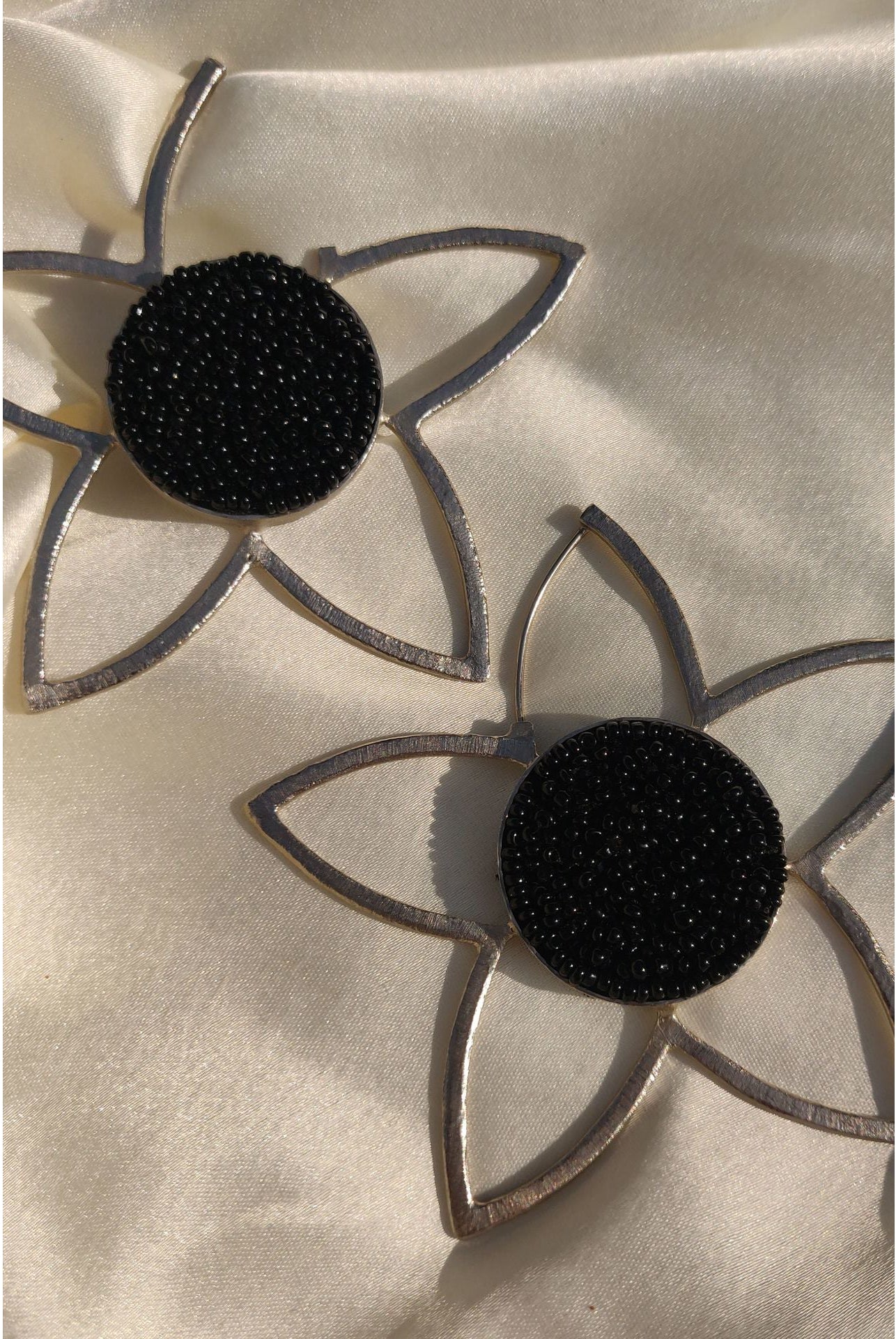 Full Mogra Frame Hoops in Silver - CiceroniAarjavee