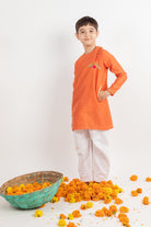 Full Sleeve Rust Embroidered Kurta Set - CiceroniMr. Brat